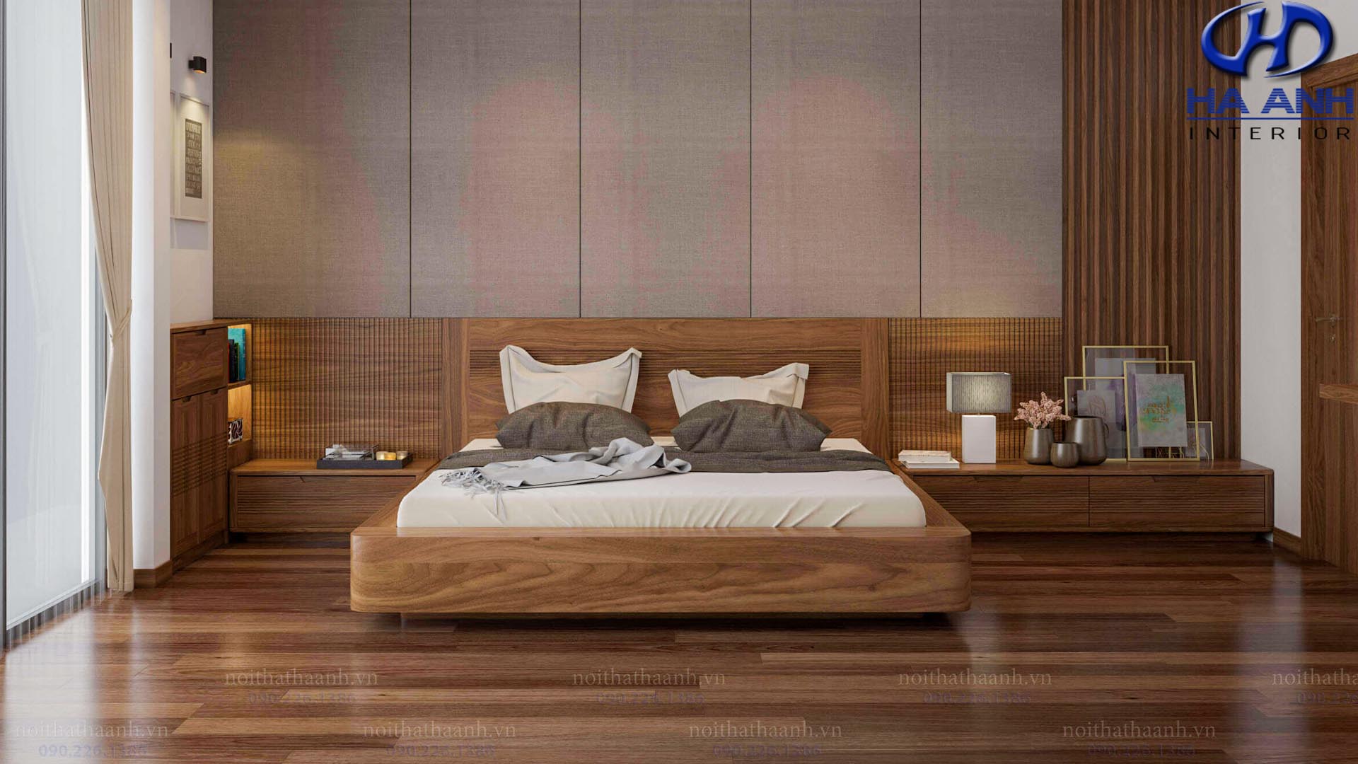 Hướng dẫn bài trí phòng ngủ gỗ óc chó phù hợp với không gian nhà bạn