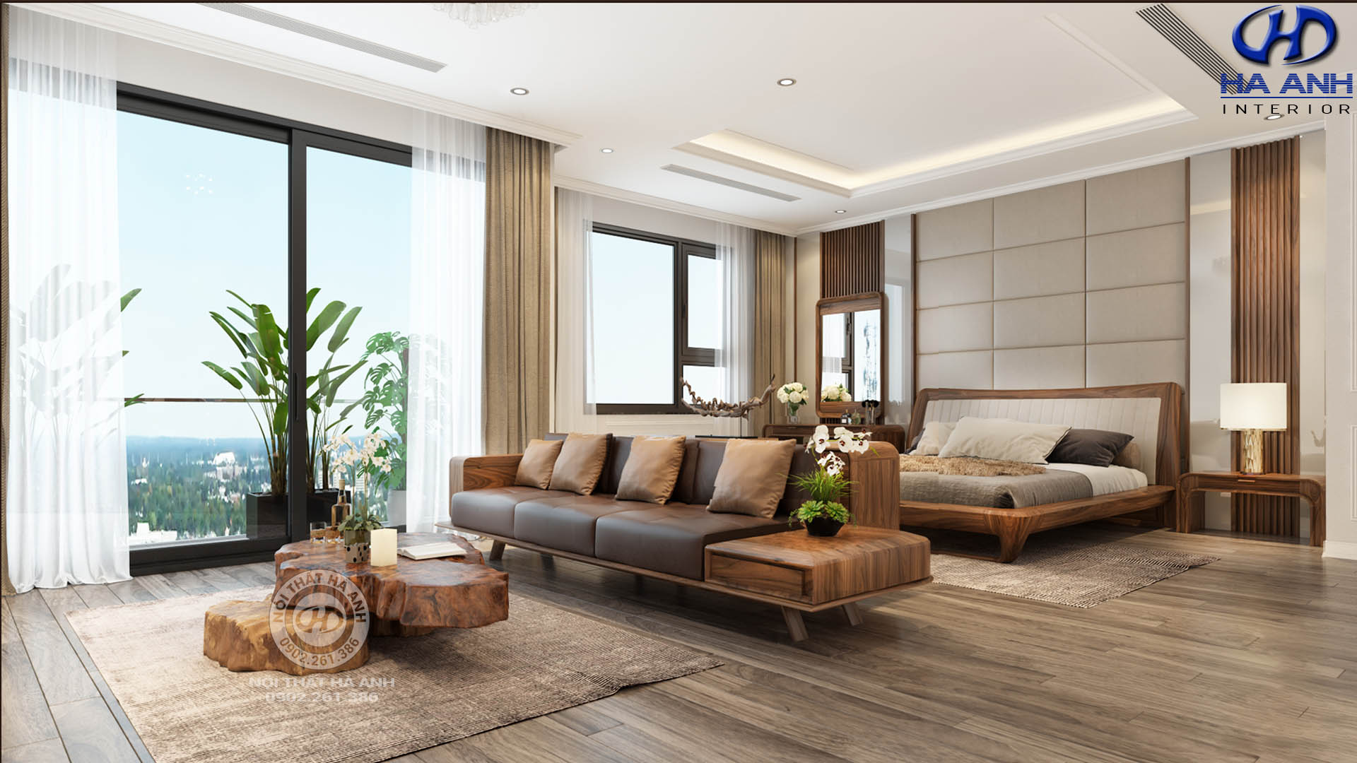 Phong cách thiết kế nội thất hiện đại bằng gỗ óc chó 2019