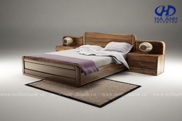 Giường ngủ tự nhiên gỗ óc chó mã HAT-0223